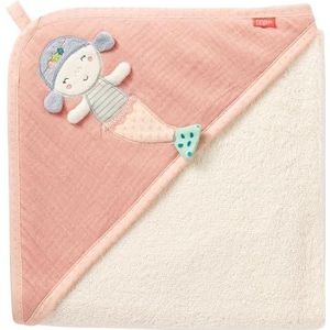 Fehn Badhanddoek baby zeemeermin - badhanddoek kinderponcho van badstof - roze handdoek - babybadhanddoek met capuchon voor baby's en peuters vanaf 0+ maanden – afmetingen 80 x 80 cm