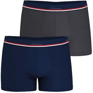 Eminence - 2 boxershorts voor heren, gemaakt in Frankrijk, marineblauw/antraciet, XL