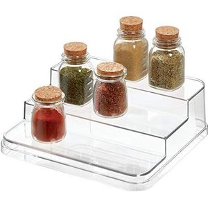 iDesign Crisp Plastic Stadium Spice Rack, 3-Tier Organizer voor Keuken Pantry, Kast, Werkbladen, ijdelheid, Kantoor, Ambachtkamer, 9.6 ""x 0.5"" x 3.8