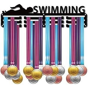 CREATCABIN Medaillehouder Sport Zwemmer Olympische Spelen Medailles Display Stand Wandmontage Hanger Decor Medaille Houders voor Lopers voor Thuis Badge Opslag 3 Rung Medaillewinnaar Meer dan 60