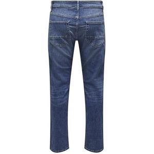 ONLY & SONS Heren normale pasvorm jeans ONSWEFT middelhoge taille normale snit jeans, blauw (medium blue denim), 34W / 32L