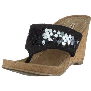 Buffalo Damask Sequins 309-9184-1, damessandalen, Zwart Black01, 40 EU