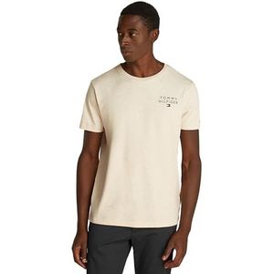 Tommy Hilfiger Heren T-shirt met korte mouwen en ronde hals, Beige (Heathered Haver), XL