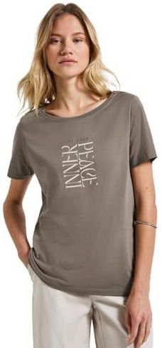 Imprimé - T-shirt - Dark Tumbled Beige - Korte Mouwen - Ronde Hals