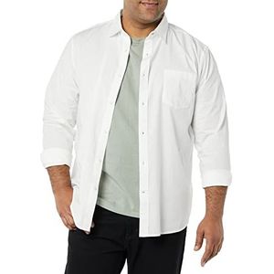 Amazon Essentials Regular-Fit Stretch Poplin overhemd met lange mouwen, wit, Large