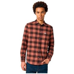 Wrangler Heren 1 x overhemd, Root Beer, L, Wortel Bier, L