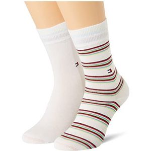 Tommy Hilfiger uniseks kinderen Multicolor Stripe Classic Sock, wit, 27-30 (2-pack)