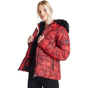 Dare 2b Glamorize II ski-jas, isolerend, waterdicht en ademend, met afneembare capuchon en sneeuwvanger, waterdichte jassen voor dames, Seville Red, FR: XS (maat fabrikant: 8)