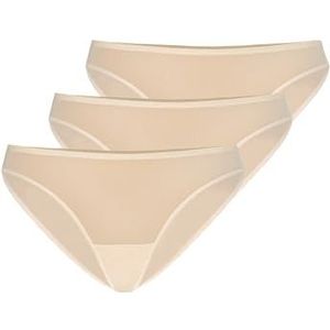 Teyli 3-pack dames slips mesh slips volledig comfortabel ademend elastisch slipje Pack van 3 Agil, Beige, 34