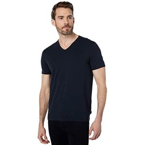 John Varvatos Star USA mens Miles Short Sleeve Slub V-neck With Cut Raw Edge T Shirt, Black, Small US