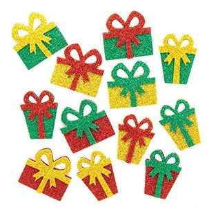 Baker Ross AX310 Kerstmis Cadeau Glitter Foam Stickers - Pak Van 96, Kinderstickers, Ideaal Voor Kerstkunst En Knutselprojecten, Ideaal Voor Het Maken Van Kaarten