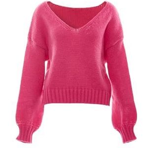 myMo Dames Sookie, modieuze polyester zwart maat XS/S pullover sweater, roze, M