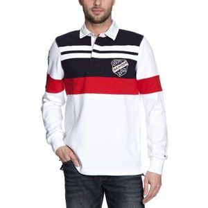 Tommy Hilfiger Heren sweatshirt 887811481 / Conway PCD Rugby L/S VF, wit (100 Classic White/Midnight/Apple Red), 52 NL