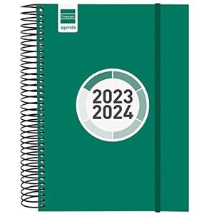 Finocam - Agenda Espir Color 2023 2024 1 dag pagina september 2023 - augustus 2024 (12 maanden), groen Spaans