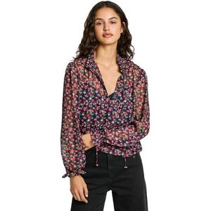 Blouse - Lange Mouwen - Dubbele Stof - Kraag - Smock Paneel