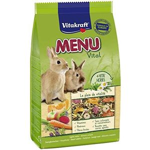 VITAKRAFT - Dwergkonijnenvoer ""Vital Menu"" - Complete voeding voor dwergkonijnen op basis van natuurlijke ingrediënten - Speciaal geurremmend recept - 2,5 kg versheidszak