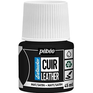 PEBEO - Setacolor Leder - acrylverf voor leer en kunstleer - tas voor personalisatie, schoen, sneakers, krasbestendig, rimpels, wrijving - mat/gesatineerde afwerking - extreem zwart - 45 ml