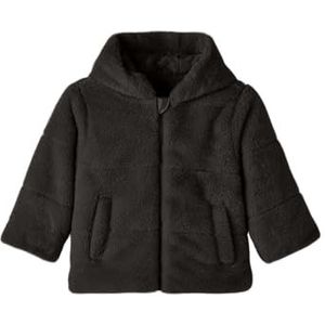 NAME IT Nkfmila Faux Fur Jacket W Hood Pb korte jas voor meisjes, zwart, 152 cm