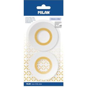 Blister met 2 dubbelzijdige plakbanden, 15 mm x 10 m. MILAN®