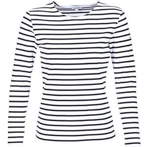 Armor Lux 04277, dames gestreept T-shirt met lange mouwen, wit (Bi9 wit/rijk marine), maat 4, Wit (Bi9 Wit/Rich Navy), 42