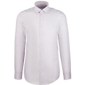 Seidensticker - Businessoverhemd - Grijs - Slim 1/1 Kentkraag - Gestreept