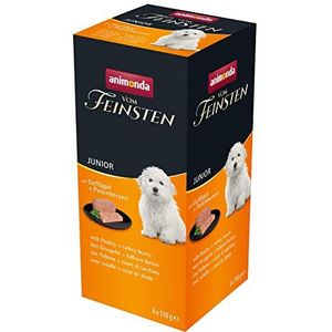 animonda Vom Feinsten Hondenvoer Junior, natvoer voor honden in de groei, met gevogelte + kalkoenhart, 6 x 150 g