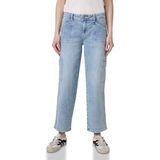 Street One - Studio - Cargo Jeans - Blauw - Mid Waist, Straight Legs, Katoenmix met Stretch
