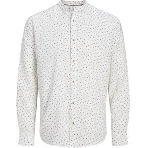Jjpierre Slub AOP Band Shirt Ls, wit (bright white), XS