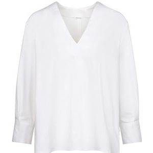 Seidensticker Damesblouse, modieuze blouse, regular fit, V-hals, lange mouwen, katoenmix, wit, 44