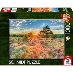 Schmidt Spiele 59768 Heide in zonsondergang, puzzel met 1000 stukjes, kleurrijk