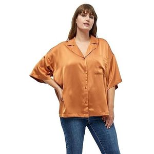 Peppercorn Dames Elotta Halve Mouw Shirt Curve, Ermine Brown, 46 grote maten