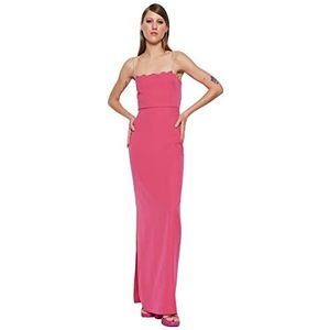TRENDYOL Dames Dames Fitted Woven Evening Dress Vrouwen Shift getailleerd geweven avondjurk, fuchsia, 34