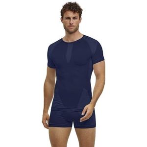 FALKE Heren Baselayer Shirt Warm Ronde Hals M S/S TS Functioneel Materiaal Sneldrogend 1 stuk, Blauw (Space Blue 6116) Nieuw - Milieuvriendelijk, L