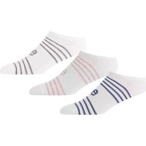 Lee Dames enkel wit/strepen | Low Rise Designer Trainer Sok, Wit met roze/grijs/blauwe strepen, 37-40 EU