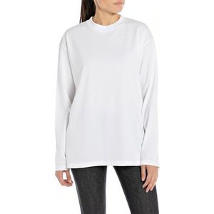 Replay Oversized shirt met lange mouwen voor dames, 001, wit, S