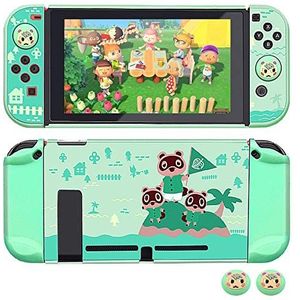 Dockable Case voor Nintendo Switch, FANPL beschermhoes voor Nintendo Switch en Joy Con Controller met 2 Marshal Design Duimgrepen - (voor Animal Crossing Island versie)