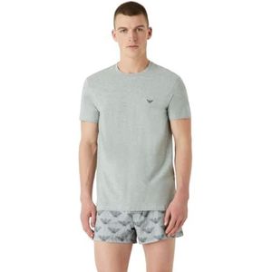 Emporio Armani Heren T-shirt (2 stuks), Melange Grey/Marine, S