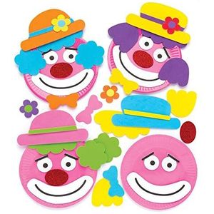 Baker Ross borden knutselsets ""Clowns"" (4 stuks) – voor kinderen met papieren borden en zelfklevende schuimrubberen onderdelen