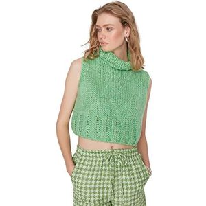 Trendyol Ronde hals coupe meerkleurig nauwsluitend gebreid vest sweater, mint, M dames, Munt, M
