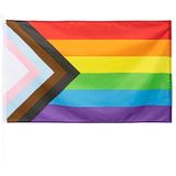 Boland 44661 - LGBTQ Vlag Progress, 90 x 150 cm, polyester, Pride, Rainbow, hangdecoratie, feestdecoratie voor carnaval en themafeest