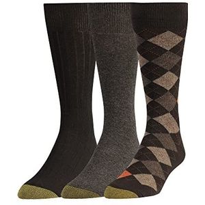 Gold Toe Argyle Herensokken, Multipairs Argyle Dress Sokken, meerdere paar (Pack van 3), Bruine diamant (3 paar), L