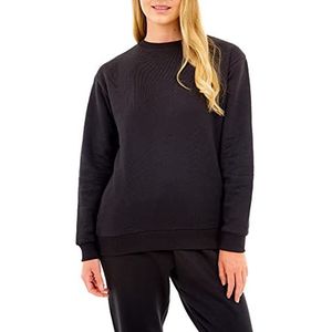 M17 Gerecycled sweatshirt voor dames, zacht, gezellig, casual trui met lange mouwen, trui met ronde hals, Zwart, M