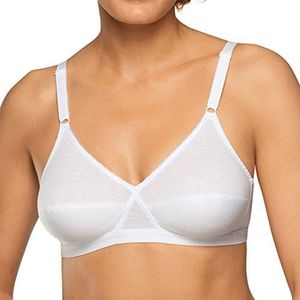 Nur Die Comfortabele beha zonder beugels, softcup-beha, zacht, comfortabel met kant, kruissnij-technologie voor sterke grip voor dames, wit, 90D