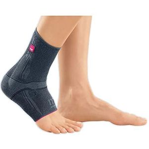 medi Levamed Enkelbrace, uniseks, zilver, maat II, gewrichtsbandage ter stabilisatie van het enkelgewricht, aan beide zijden draagbaar, uniek comfort gebreid, uitgebreide ontlastingszone