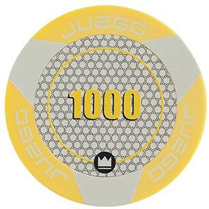 Juego JU00130 100 Poker Chips Poker Set Tuneerwaarde 1000, gezelschapsspel - Geel/Wit