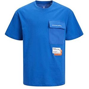 Jack & Jones Junior Jongens Jcomagic Go Tee Ss Crew Neck Jnr T-shirt, Blue Iolite/Fit: Loose, 176, Blue Iolite/fit: los, 176 cm