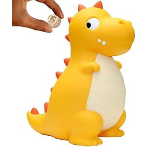 LEcylankEr Dinosaurus spaarpot voor kinderen, dino's, spaarvarken, doopcadeaus voor meisjes en jongens, veilig pvc-materiaal, goed voor decoratie, speelgoed, cadeau (geel)