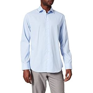 Seidensticker Mannen Jurk Shirt Formele Shirt Zakelijke Shirt Tailored Fit Lange Mouw Kraag Kent zonder Geruite, Veelkleurig (Licht Blauw 12), 46 NL