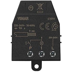 Vimar 03991 Magnetische relaismodule Quid voor sequentiële in- en uit-pulslampen, 1 ingang voor NO-knop, 1 relaisuitgang NO 10 A 220-240 V ~ 50/60 Hz