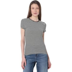 VERO MODA Vmines Fiona Ss O-Neck Top VMA Noos T-shirt voor dames, zwart/strepen: sneeuwwit, XL